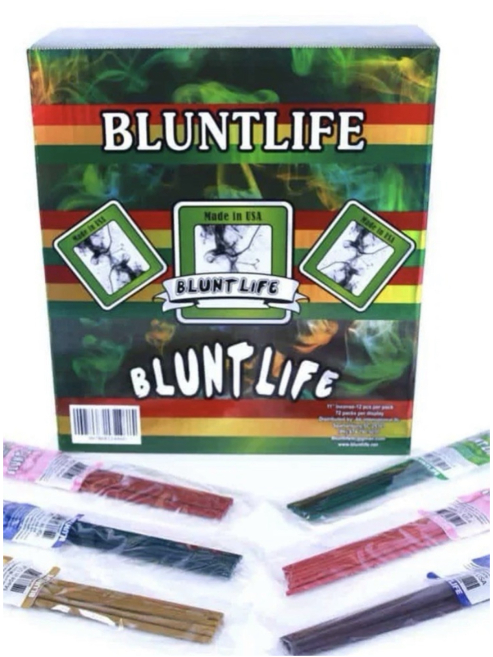 Blunt Life Incense 10.5” Hand-Dipped Sticks 72-Pack Bulk Lot - Assorted Scents